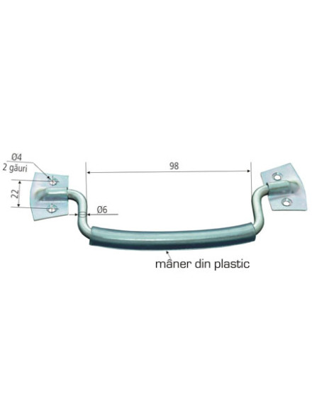 MANER MOBIL CU SUPORTI SIMPLI SI PROTECTIE PLASTIC 98MM