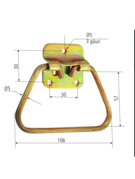MANER MOBIL APLICAT CU SUPORT DREPT 44X44MM / 57MM