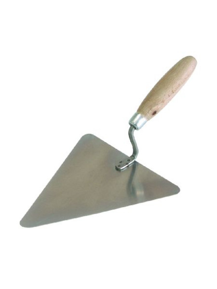 MISTRIE INOX TRIUNGHIULARA CU MANER LEMN 180X170MM
