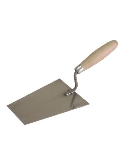 MISTRIE INOX TRAPEZOIDALA CU MANER LEMN 130X105X80MM