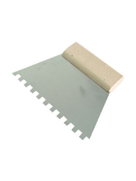 SPATULA INOX DINTATA CU MANER LEMN 180/6MM