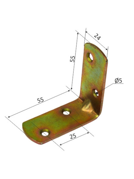 COLTAR METALIC DREPTUNGHIULAR 24/55X55MM