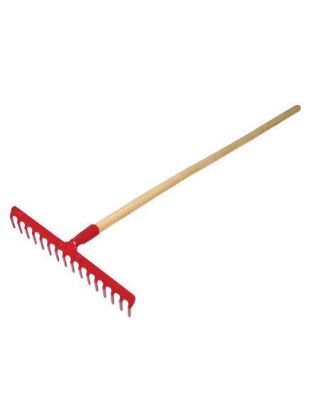GREBLA METALICA CU MANER LEMN 130CM / 16 DINTI